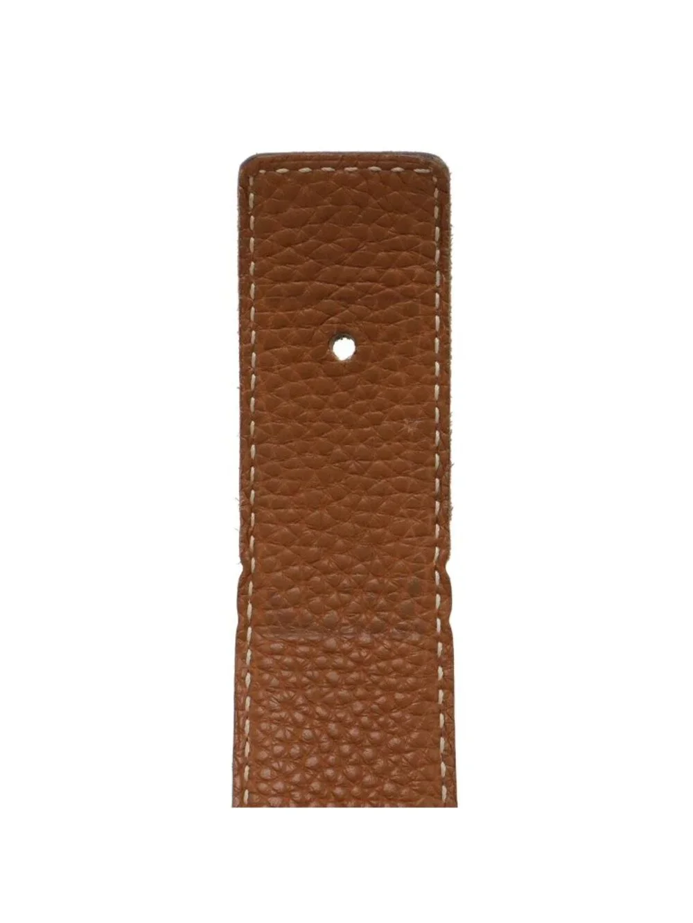 Hermes Belt Buckle Reversible Leather Black Brown Gold 75